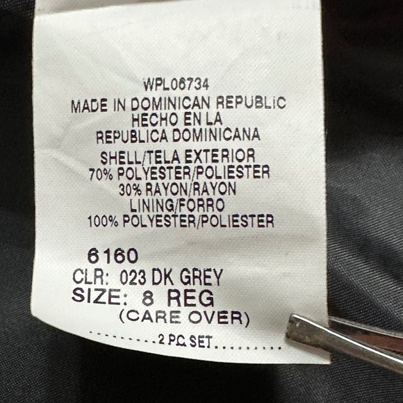 Van Heusen Pinstripe Suit Blazer Jacket & Pants 2 Piece Set Dark Gray Sz Boys 8 - Picture 6 of 8